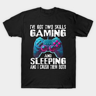 Gaming And Sleeping Funny Gamer Sayings Boys Teens Kids Men T-Shirt